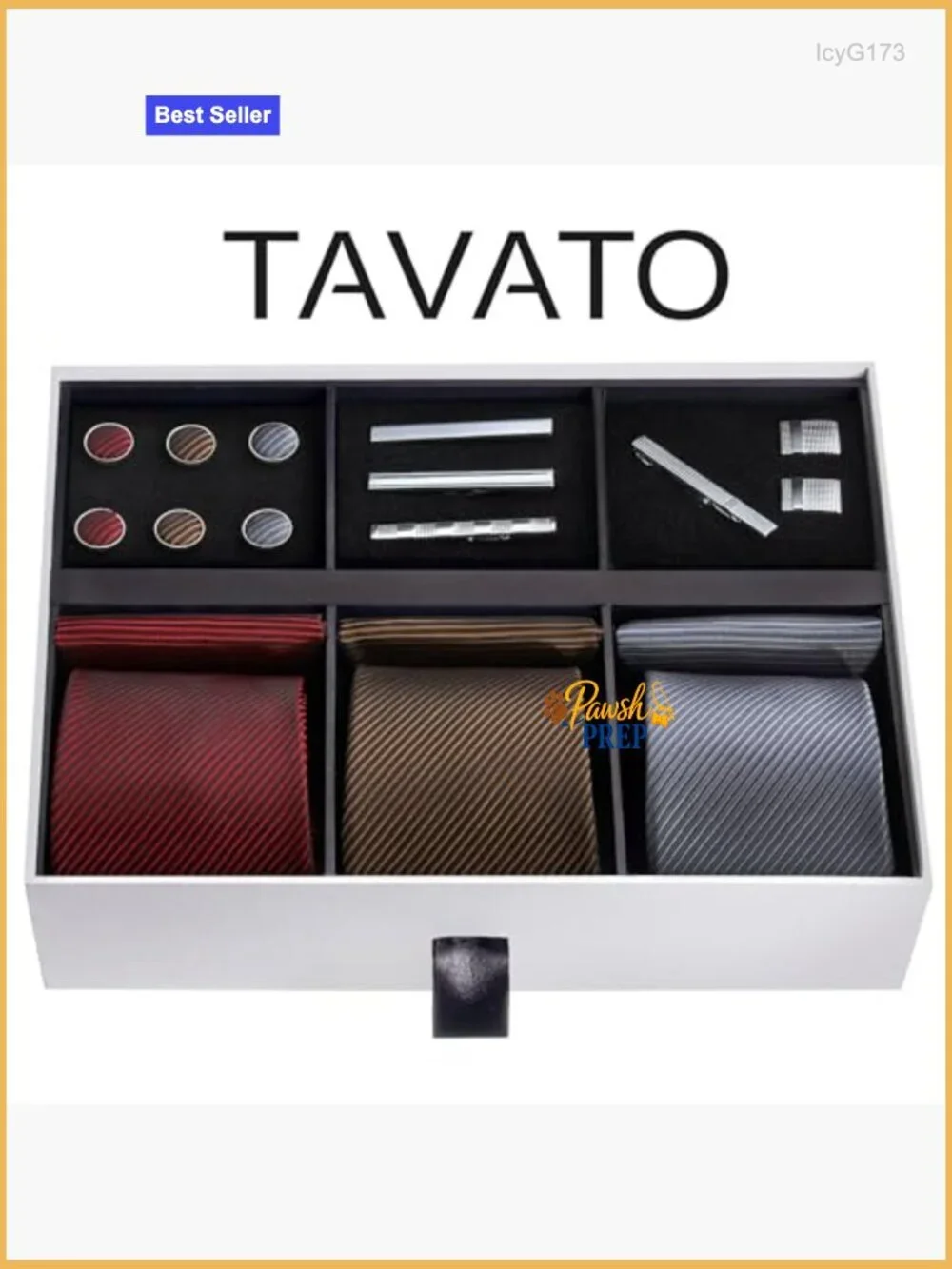 Premium Men's Tie Set with Pocket Squares, Cufflinks & Tie Clips